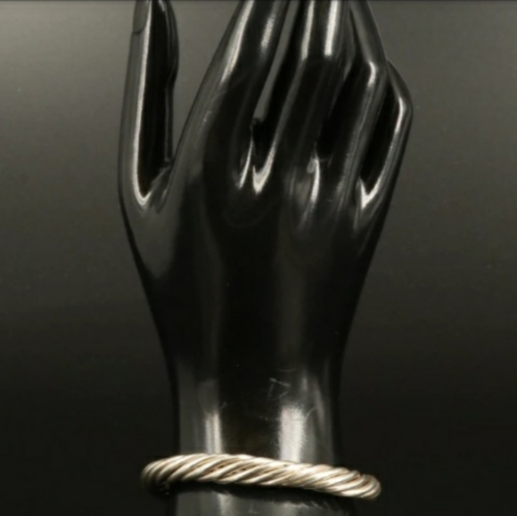 Sterling Silver Bypass Twisted Cable Cuff Bracelet Bangle - Picture 3 of 5
